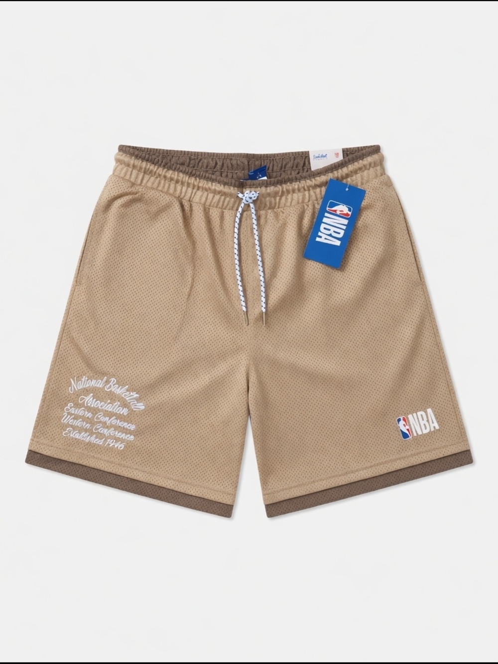 NBA Men's Tan Mesh Basketball Shorts